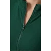 Kadın Yeşil Uzun Kol Fermuarlı Parmak Geçme Detaylı Dik Yaka Crop Top Bluz