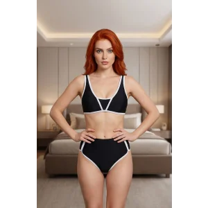 Kadın Siyah Pedli Yüksel Bel Sütyen Külot Takımı – Modern, Konforlu ve Günlük Kombinlere Uygun