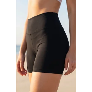 Kadın Siyah Yüksek Bel Mini Deniz Şortu – Modern ve Şık Tasarım