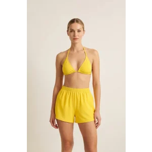 Kadın Sarı Şortlu Belden ve Boyundan Bağlamalı Bikini Takımı – Modern, Konforlu ve Günlük Kombinlere Uygun