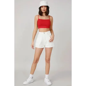 Kadın Kırmızı Ip Askılı Crop Top Büstiyer – Modern ve Şık Tasarım