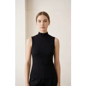 Kadın Siyah Kolsuz Balıkçı Yaka Basic Bluz