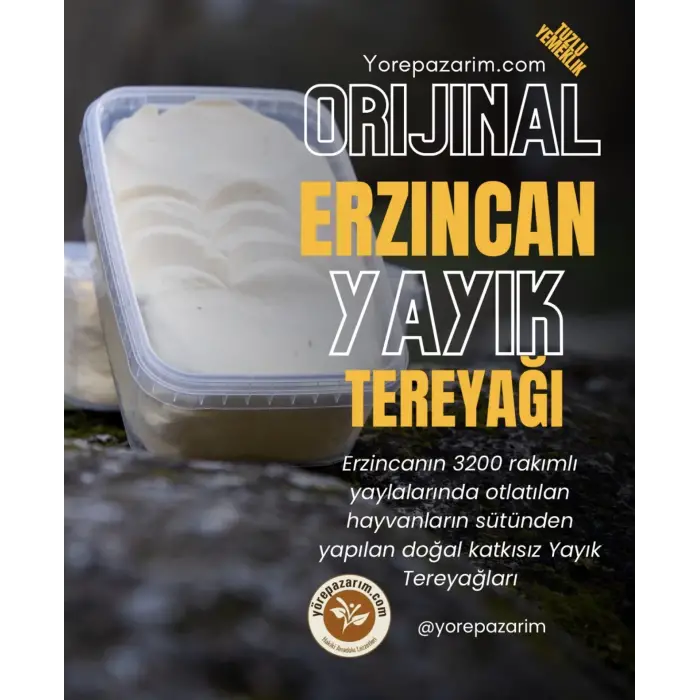 Erzincan Yayık Tereyağı Tuzlu, Yemeklik 980 Gr