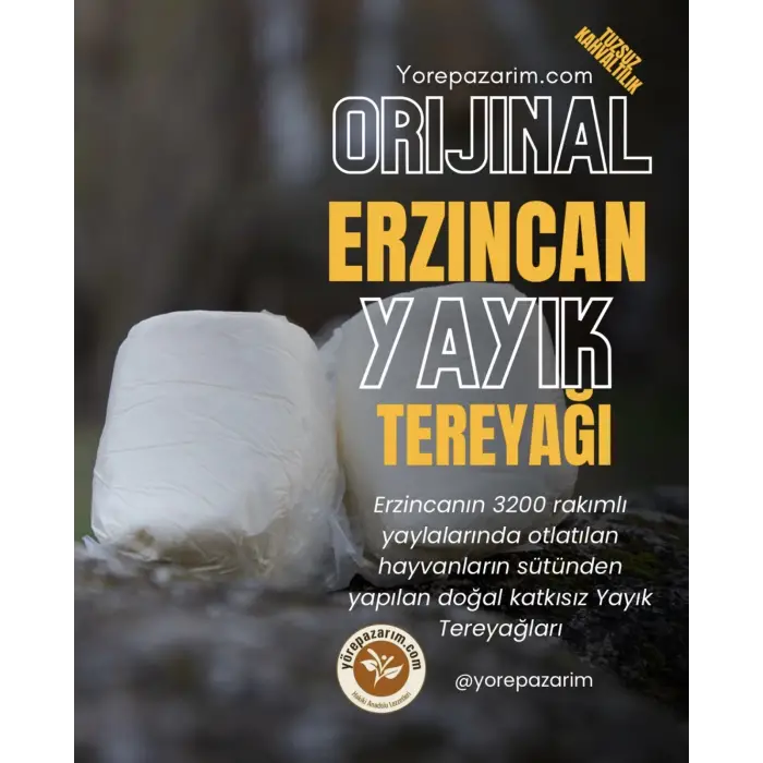 Erzincan Yayık Tereyağı Tuzsuz, Kahvaltılık 980 Gr