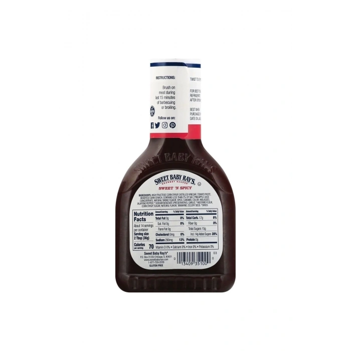 Sweet Baby Rays Sweetn Spicy Barbekü Sos 510 Gr. Gluten Free Glutensiz
