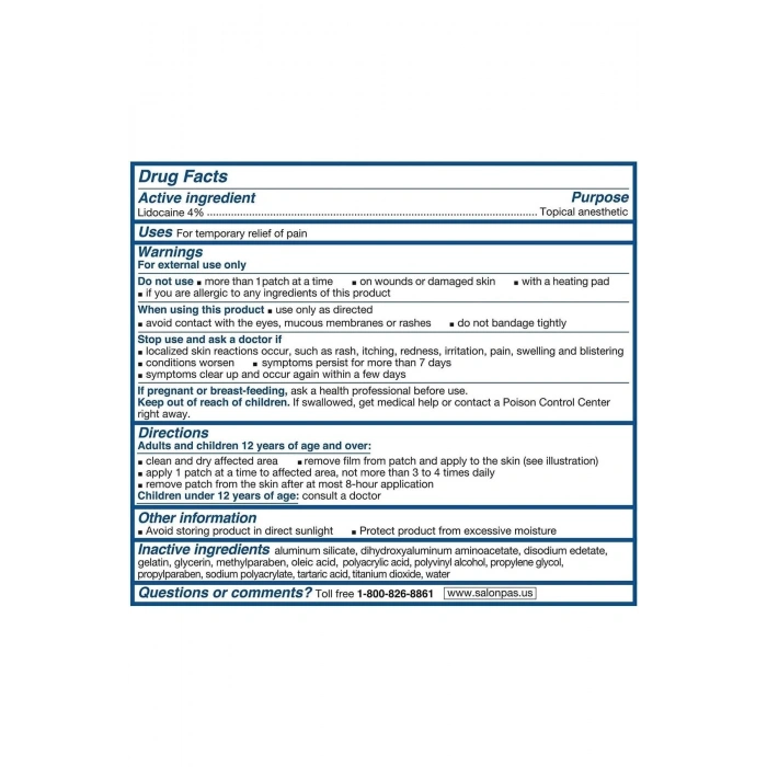 Lidocaine 4% Pain Relieving Gel Patch 6 Adet