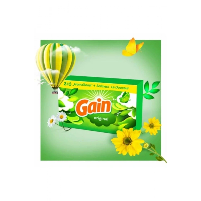 Gain Original 2 ın 1 Aroma Boost + Softness + Douceur 120 Sheets Kurutma Makinası Mendili 120 Adet