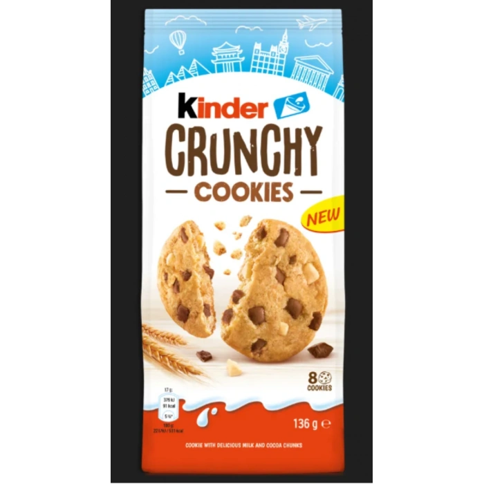 New Kinder Crunchy Cookıes 8 Adet Bisküvi 136 g