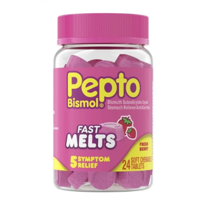 Pepto Bismol Fast Melts 5 Symptom Relıef 24 Soft Chewable