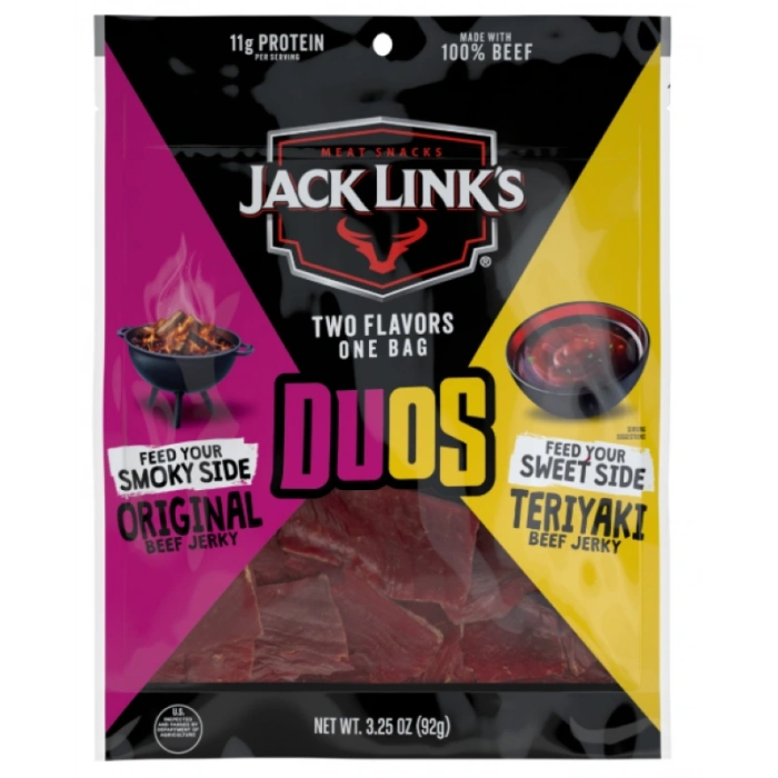 Jack Lınks Two Flavors One Bags Duos Feed your Smoky Sıde Orıgınal Beef Feed Your Sweet Sıde Terıyakı 92 g