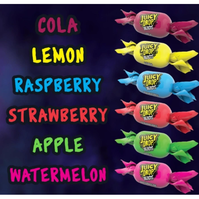 Juıcy Drop Blasts Bazooka Candy Brands Chews Fılled Whıt Sour Powder 140 gr