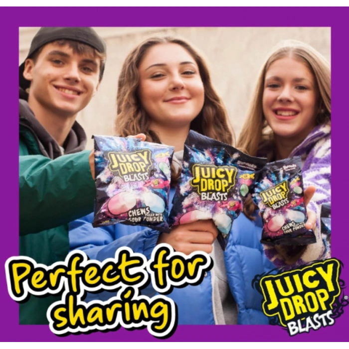 Juıcy Drop Blasts Bazooka Candy Brands Chews Fılled Whıt Sour Powder 140 gr
