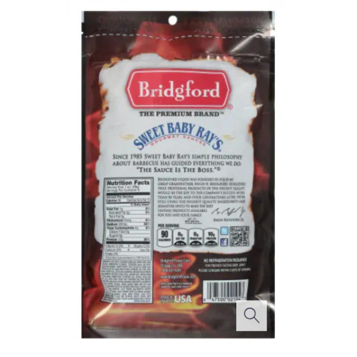Bridgford Sweet Baby Rays Sweet Terıyakı Beef Jerky  Kurutulmuş Et 8 oz 227 g