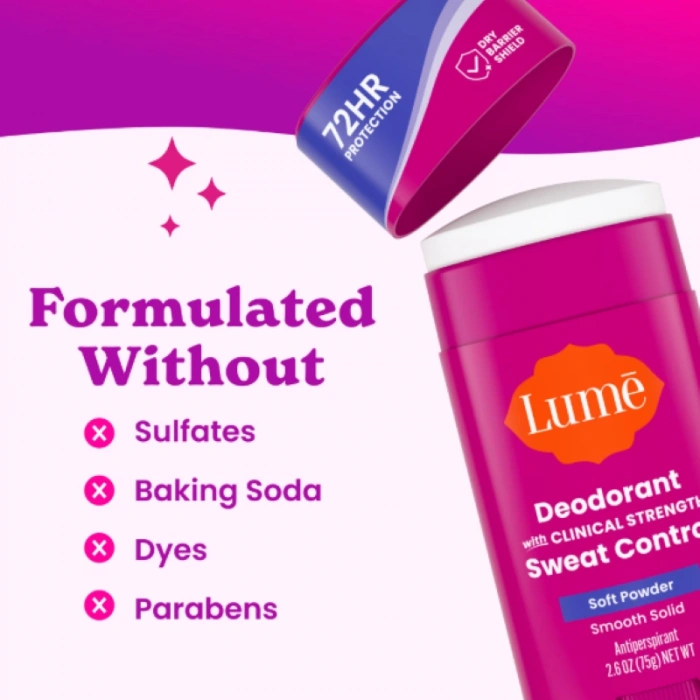 Lume Deodorant With Clınıcal Strength Sweat Control Soft Powder Smooth Solid Antiperspirant Deodorant 75 g