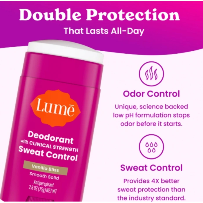 Lume Deodorant With Clınıcal Strength Sweat Control Vanilla Bliss Smooth Solid Antiperspirant Deodorant 75 g