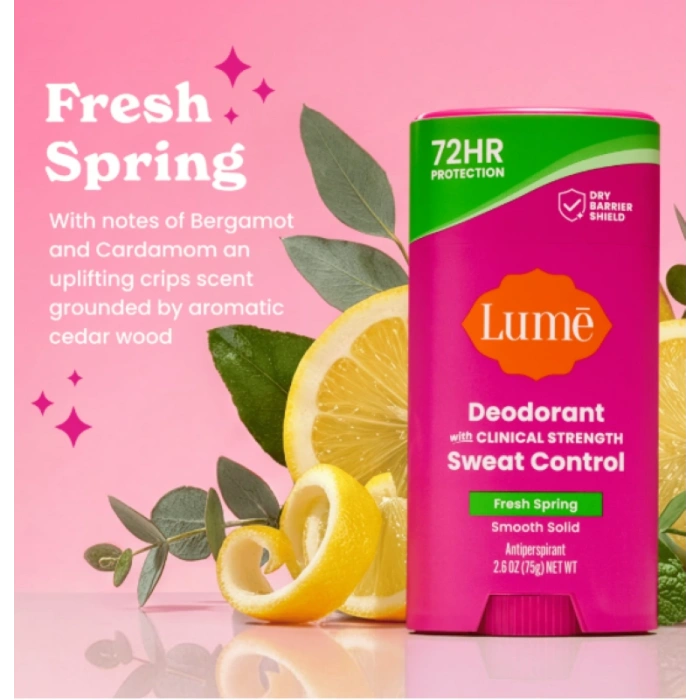 Lume Deodorant With Clınıcal Strength Sweat Control Fresh Spring Smooth Solid Antiperspirant Deodorant 75 g