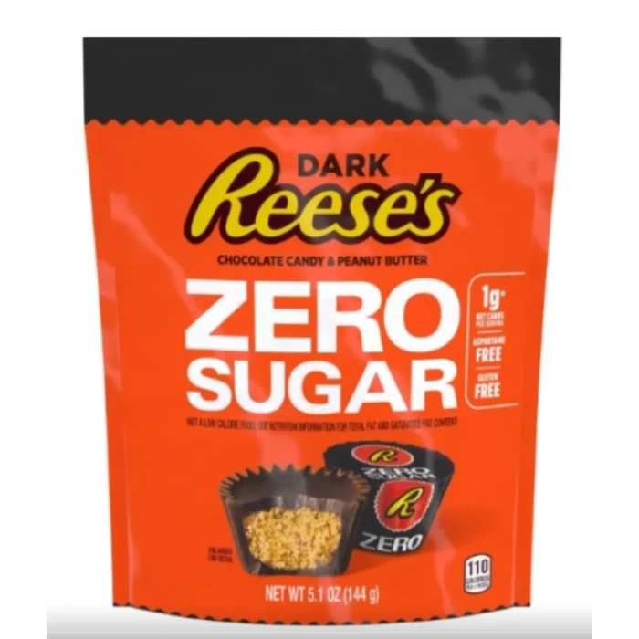 Zero Sugar Miniatures Bitter Çikolata Fıstık Ezmeli Kupalar Küçük Boy, Tek Tek Paketlenmiş Şekersiz Çikolatalar 144 gr