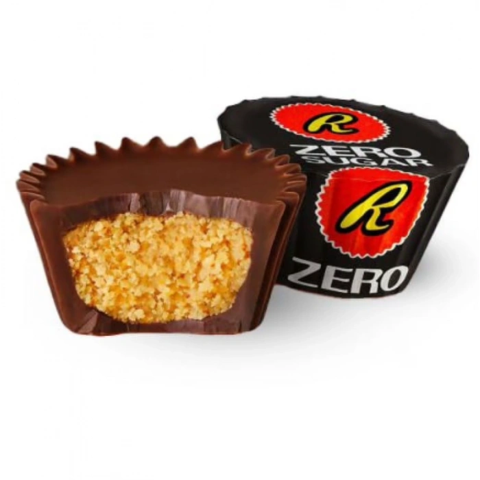 Zero Sugar Miniatures Bitter Çikolata Fıstık Ezmeli Kupalar Küçük Boy, Tek Tek Paketlenmiş Şekersiz Çikolatalar 144 gr