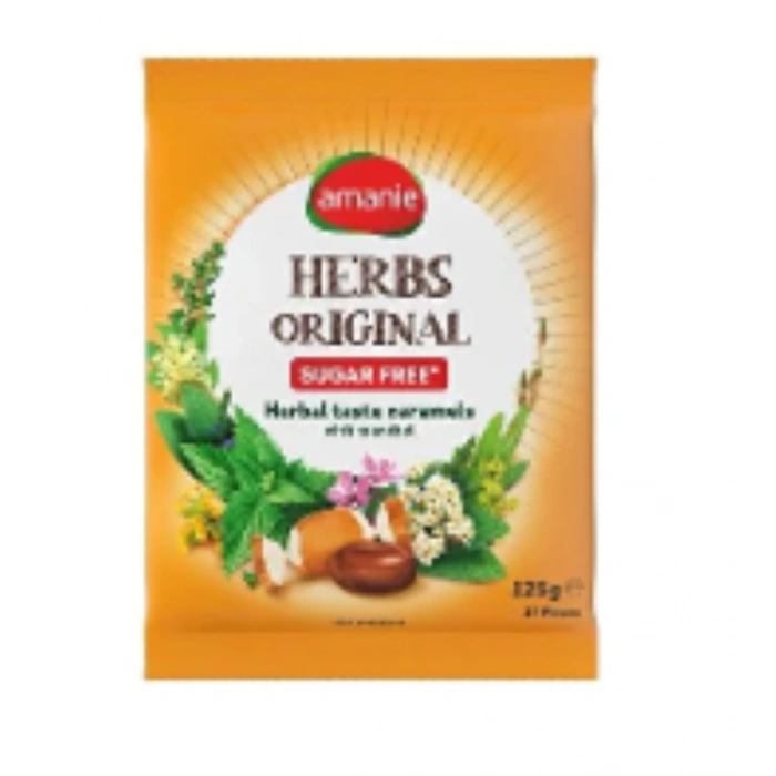 Amanie Herbal Orıgınal Sugar Free Herbal Taste Caramel With Vitramin C 125 gr