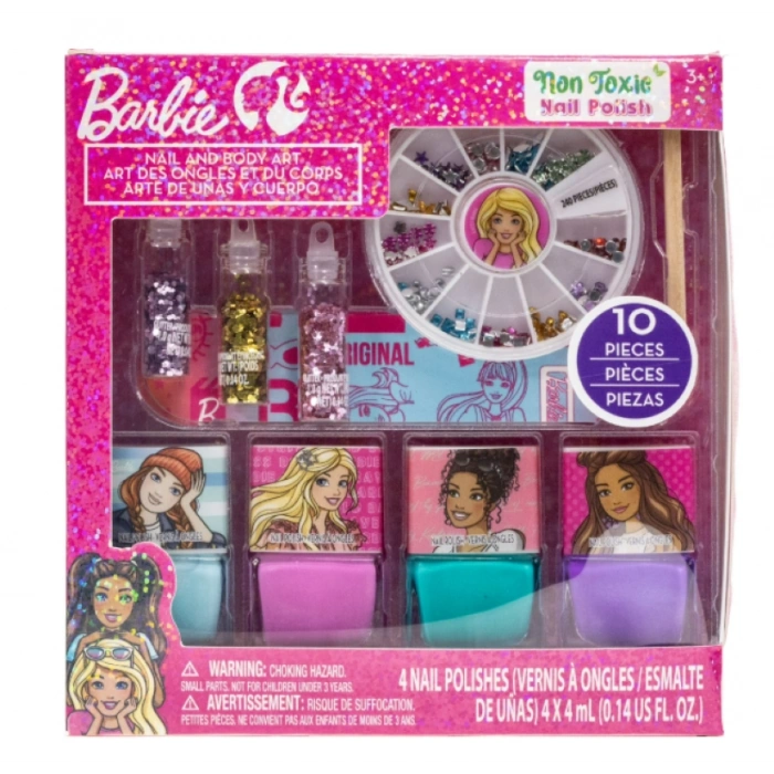 Barbie Nail and Body Art 4 Naıl Polıshes Tırnak Cilası ve Sim Seti 3 yaş ve Üstü