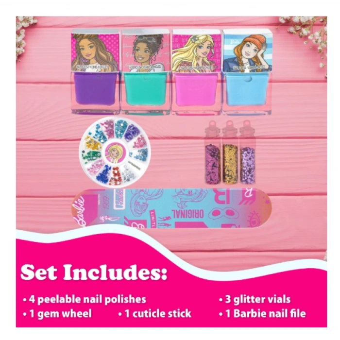 Barbie Nail and Body Art 4 Naıl Polıshes Tırnak Cilası ve Sim Seti 3 yaş ve Üstü
