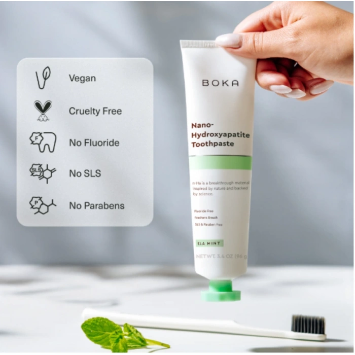 Boka Nano -Hydroxyapatite Toothpaste Ela Mınt Florürsüz Diş Macunu 96 g