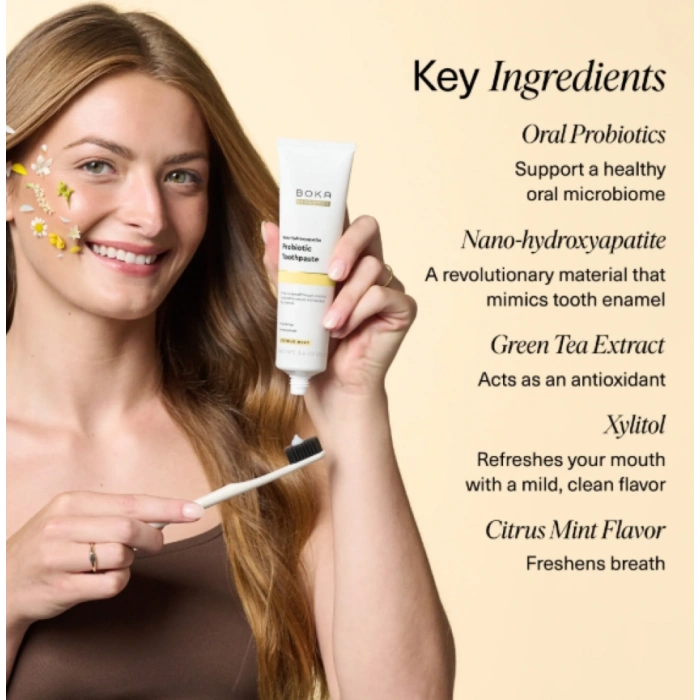 Boka Probıotıcs Nano -Hydroxyapatite Probıotıcs Toothpaste Cıtrus Mınt Florürsüz Diş Macunu 96 g