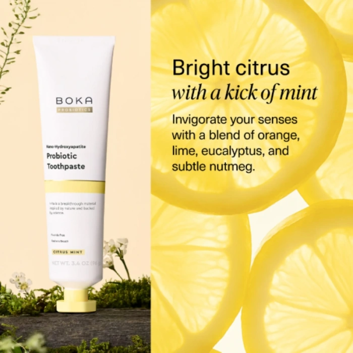 Boka Probıotıcs Nano -Hydroxyapatite Probıotıcs Toothpaste Cıtrus Mınt Florürsüz Diş Macunu 96 g