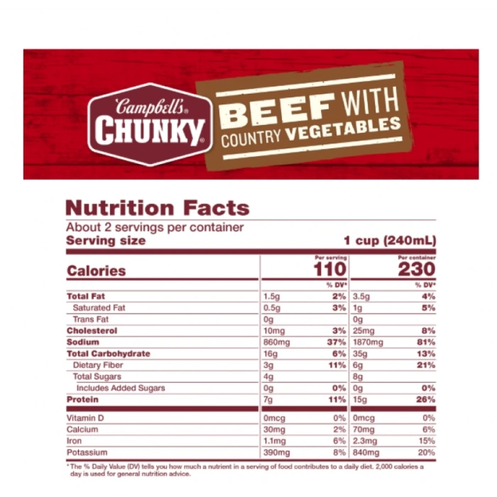 Campbells Chunky Soup That Eats Like A Meal Beef Wıth Country Vegetables Hazır Konserve Yemek 533 g
