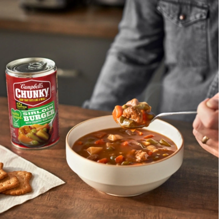 Campbells Chunky Soup That Eats Like A Meal Sırloın Burger Eıth Country Vegetables Konseve Hazır Yemek 533 gr