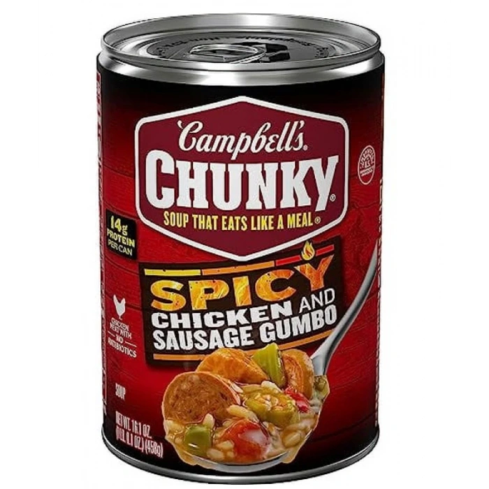 Campbells Chunky Soup That Eats Like A Meal Spıcy Chıcken and Sausage Gumbo Hazır Konserve Yemek 533 g
