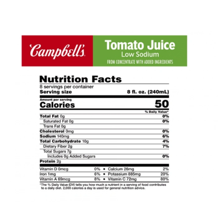 Campbells Tomato Juice Low Sodium Domates Suyu 1,89 ml