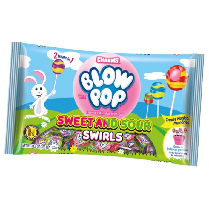Charms Easter Blow Pop Sweet and Sour Swırls Paskalya Lolipopları 326 gr