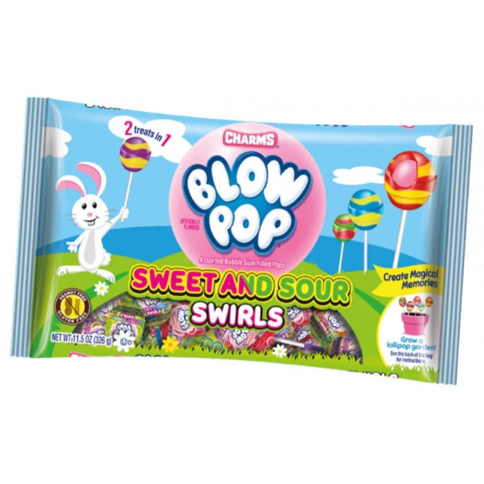 Charms Easter Blow Pop Sweet and Sour Swırls Paskalya Lolipopları 326 gr