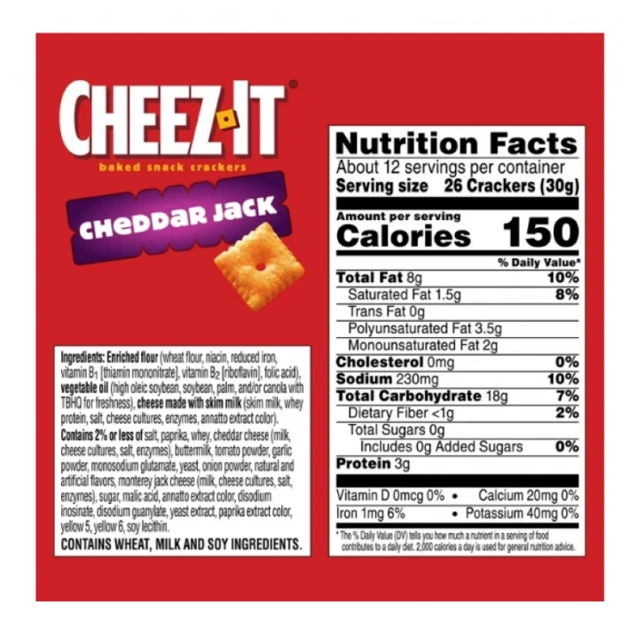 Cheez-ıt Baked Snack Crackers Cheddar Jack 351 gr