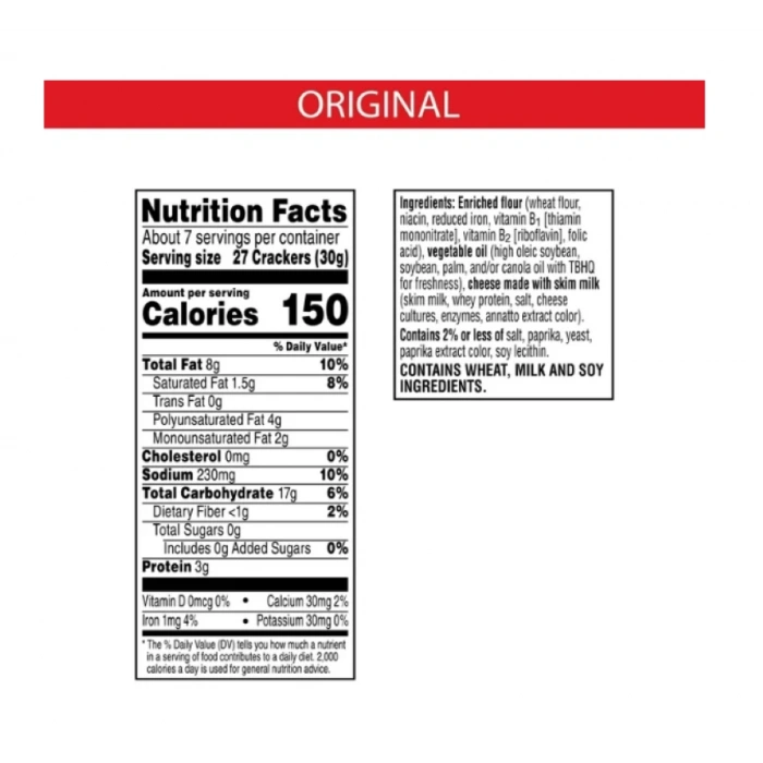 Cheez-ıt Baked Snack Crackers Original 198 gr