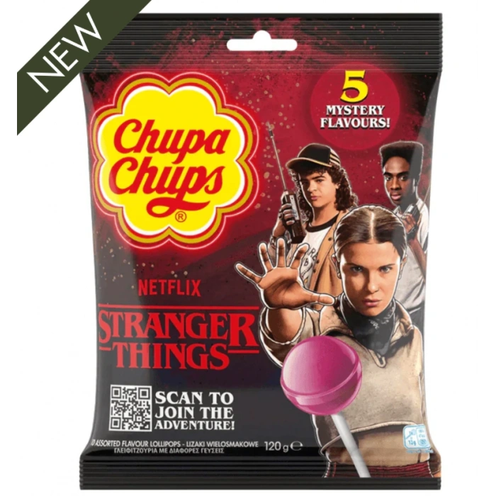 Chupa Chups 5 Mystery Flavors Stranger Thıngs Scan to Joın the Adventure Lolipop 120 g