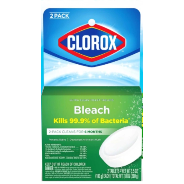 Clorox Bleach Ultra Clean Toılet Tablets Kills % 99.9 Of Bacteria 2 pack 200 gr
