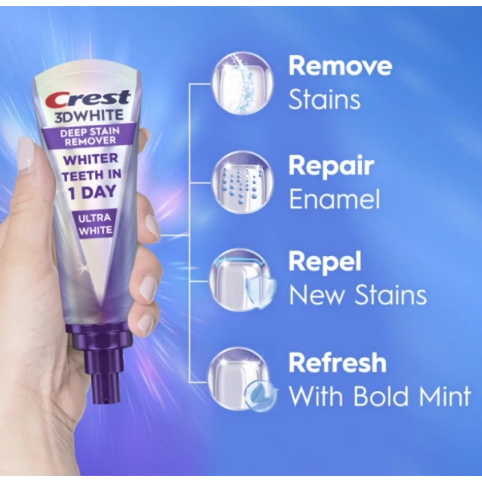 Crest 3D Brıllıance Deep Staın Remover Daıly Tootpaste Whıter Teeth ın 1 Day Ultra White Diş Macunu 87 g