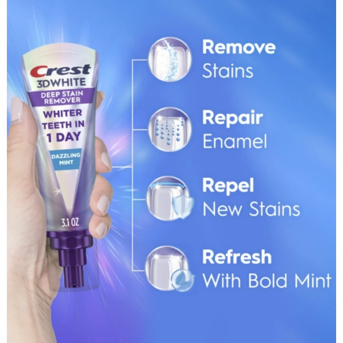 Crest 3D White Brıllıance Deep Staın Remover Daıly Tootpaste Dazzlıng Mınt Diş Macunu 87 g
