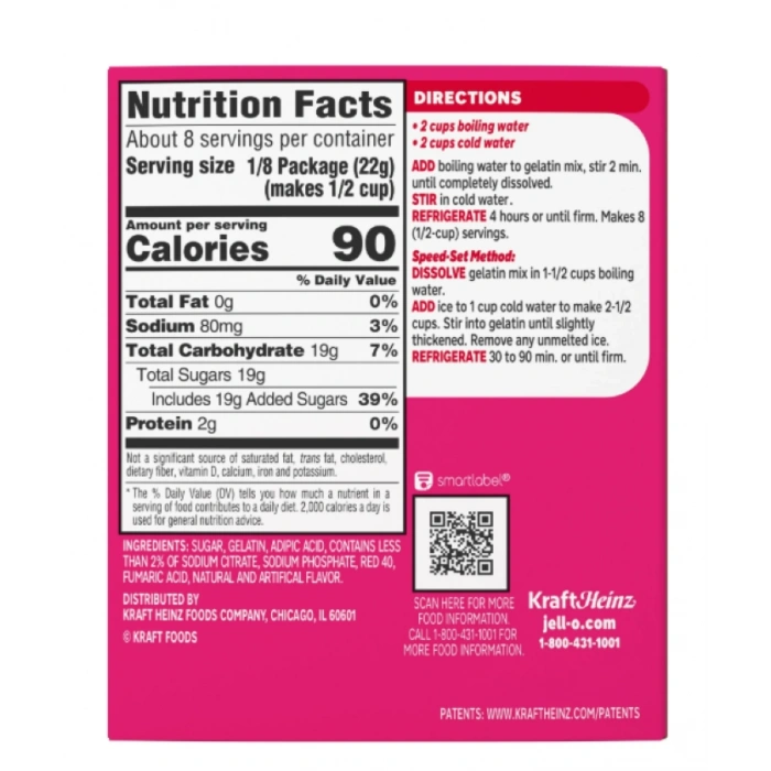 Jell-o Raspberry Famıly Sıze Artıfıcıal Flavor 170 g