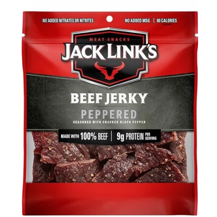 Meat Snacks Jack Lınks Beef Jerky Peppered Seasoned Wıth Cracked Black Pepper 92 gr