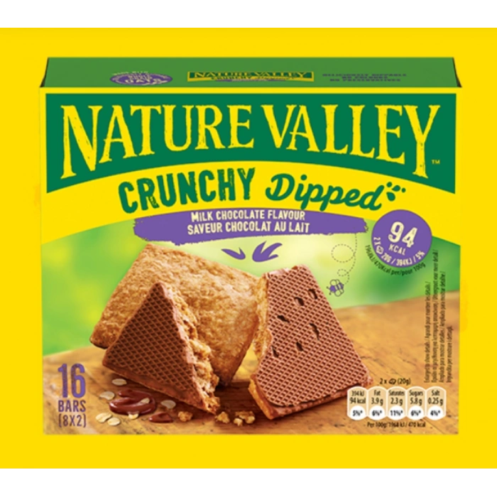 Nature Valley Crunchy Dipped Milk Chocolate Flavour Saveur Chocolat Au Laıt 8x2 16 Bar 160 g