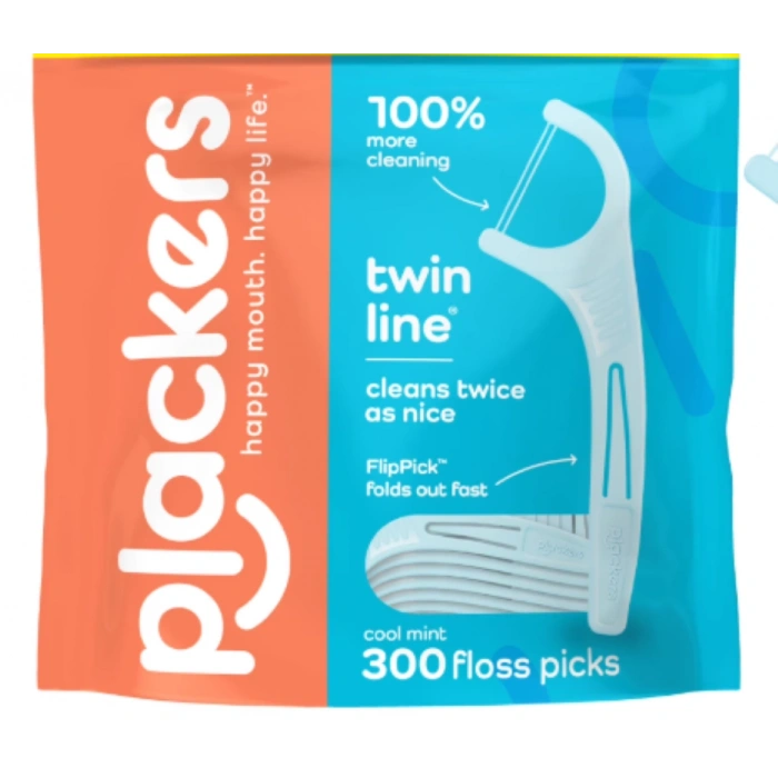 Plackers Happy Mouth Happy Twin Line Cleans Twice As Nice Cool Mint 300 Floss Picks