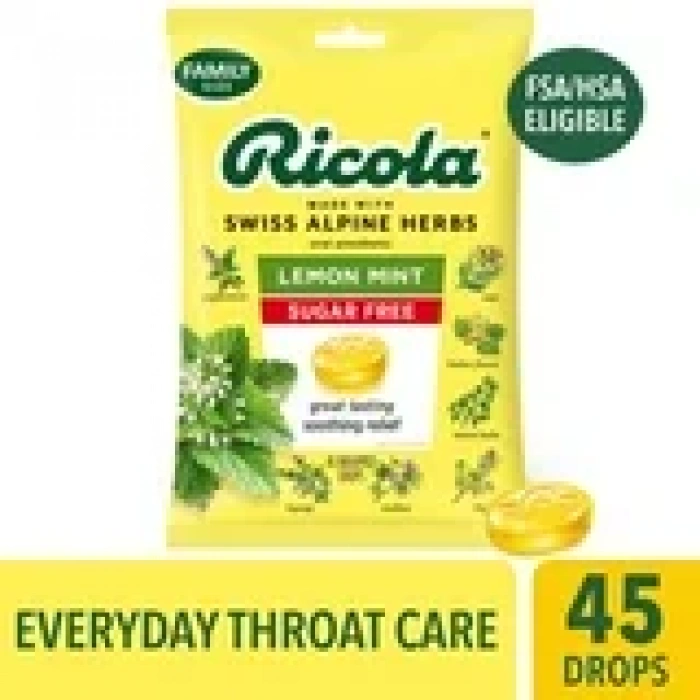 Ricola Made Wıth Swıss Alpıne Herbs Lemon Mınt Sugar Free Great Tasting Soothıng Relief 45 Adet