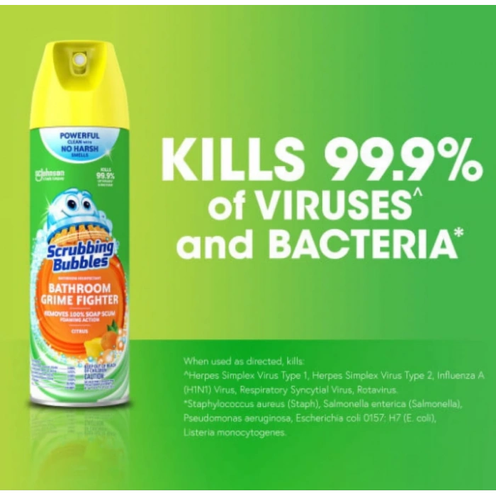 Scrubbing Bubbles Bathroom Grıme Fıghter Etkili Fayans, Küvet, Duş ve Genel Banyo Temizleyici Cıtrus 20 oz.