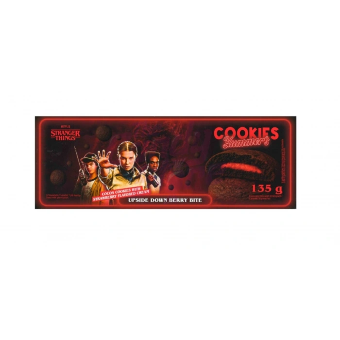 Stranger Thıngs Cokıes Yummers Upsıde Down Berry Bıte  Çikolatalı Çilekli Kakao Bisküvileri 135 g