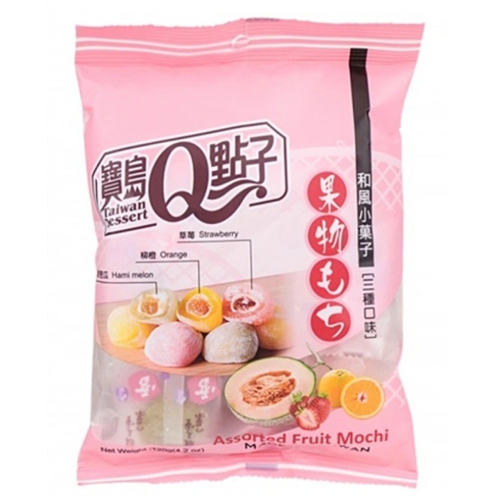 Taiwan Dessert Assorted Fruit Mochi Strawberry Orange Hami Melon 120 g