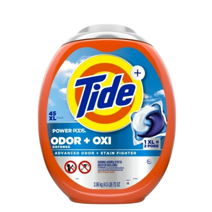 Tide Power Pods Odor + Oxı Defense Advanced Odor + Staın Fıghter 45 XL Pacs Çamaşır Deterjanı 2,06 kg