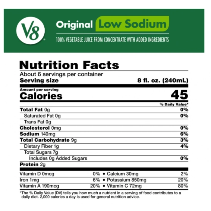 V8 Orıgınal Low Sodium % 100 Vegetable Juıce 1,36 ml